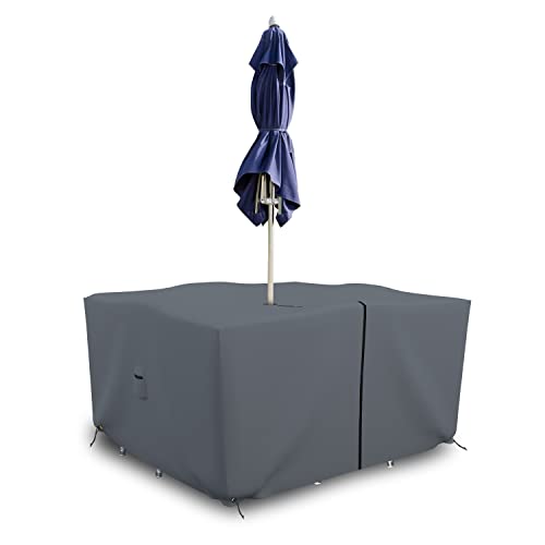 Covers & all Square Table & Chair Set Cover with Umbrella Hole, 12 Oz Waterproof UV & Weather Resistant, Patio Lawn Garden Backyard Furniture with Air Vents & Drawstrings (45