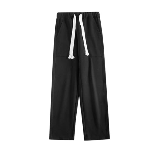 Pantalones de chándal para hombre, pierna recta, cintura elástica con cordón, pantalones sueltos, monocolor, modernos, pantalones cargo con bolsillos, pantalones deportivos para exteriores, cómodos,