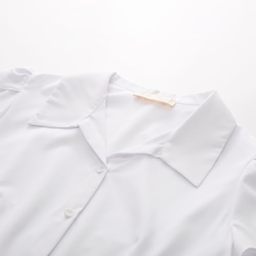 Belle Poque Summer Short Sleeve Button Down Blouse for Women V Neck Vintage Business Casual Shirts Tops 5