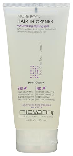 GIOVANNI More Body Hair Thickener - Volumizing Styling Gel, Plumps Hair, Seals Split Ends, Adds Shine, Paraben-Free, Color Safe, Infused with Natural Botanical Ingredients - 6.8 oz