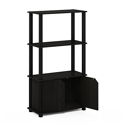 Image of Furinno GO GREEN Storage Shelves, 4-Tier Book Shelf, Bookcase, Display Shelf with Open Shelf and Closed Storage, for Organization and Storage, Living Room, Garage, Home Office, Espresso