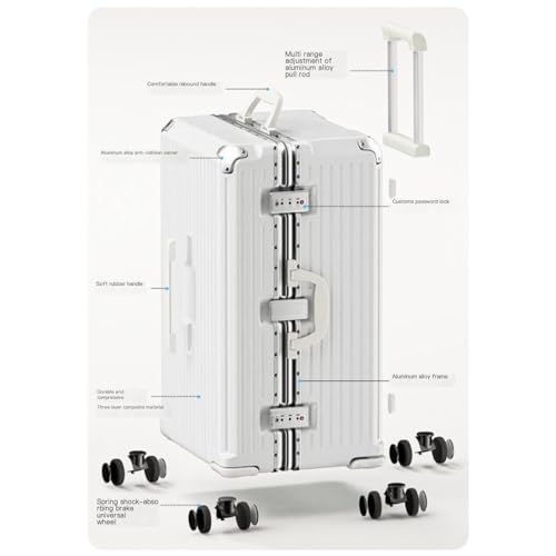 Suitcase Carry on Luggage Suitcases with Wheels Aluminum Frame Box Strong and Durable Anti-Scratch Trolley Case Thickened Suitcase Suitcases Large (Color : A, Size : 32in)2