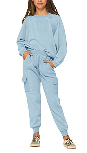 Imily Bela Kids Girls Sweatsuit Lounge sets Crewneck Sweatshirt Casual Drawstring Sweatpants with Pocket