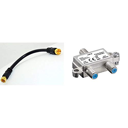 satfconf20 Koaxialkabel für Satfinder 20 cm schwarz & Goobay 51445 SAT-Schalter verteilt/schaltet 1 LNB auf 2 SAT-Receiver