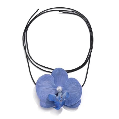 Collier pendentif fleur perles délicates incrustées : bijoux ornement de cou femme