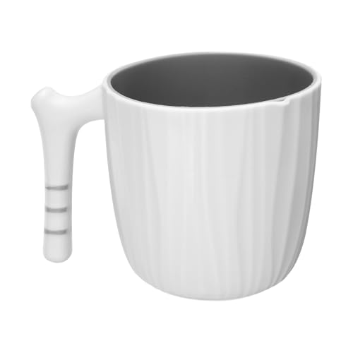 QUARKZMAN Dientes Cepillo Vaso con Mango Reutilizable Bucal Enjuague Vaso Dientes Cepillo Soporte Organizador Baño Vaso 400ml para Hogar Baño Viajes, Gris Blanco