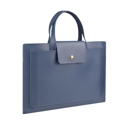 Maletín para portátil de cuero PU impermeable azul miniatura 1