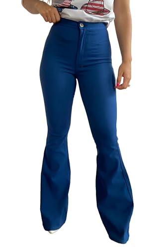 Willow Boutique High Waist Bell Bottom Jeans | Stretchy Women Bell Bottom Pants | Womens Fall Jeans for Casual - Mykonos Blue