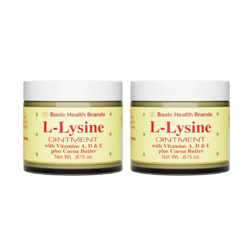Basic Brands - L-Lysine Ointment - 0.875 oz - Lysine Cold Sore Treatment and Blister Relief - Soothes Chapped Lips and Dry Skin – 2-Pack