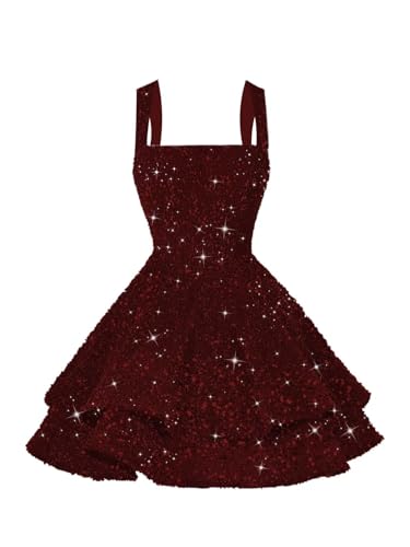 Short Scoop Neck Sequin Homecoming Dresses 2025 Sparkly Sweet 16 Photo Tiered Short Cocktail Party Gown