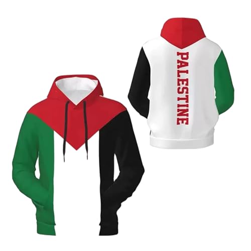 eBoutik - Novelty Palestine Flag Hooded Sweatshirt - Comfortable Winter Long Sleeve Pullover Jumper For Adult - One Size