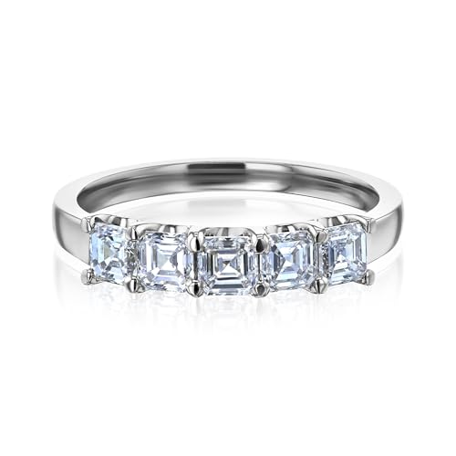 Kobelli Willa 5-Stone Asscher Lab Grown Diamond U-Prong Ring 14k Gold