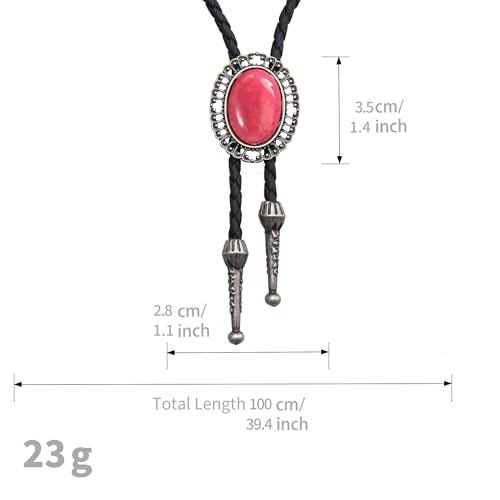 Image of AZORA Western Cowboy Bolo Tie Men Leather Necktie Leather Cord Turquoise Stone Bolo Ties for Men Women
