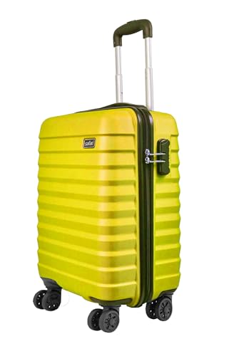 Image of Safari Sonic 77 cms Anti Scratch 8 Wheels Double Spinner Suitcase Secure Zipper Polycarbonate Hardsided Checkin Luggage (Yellow), Small