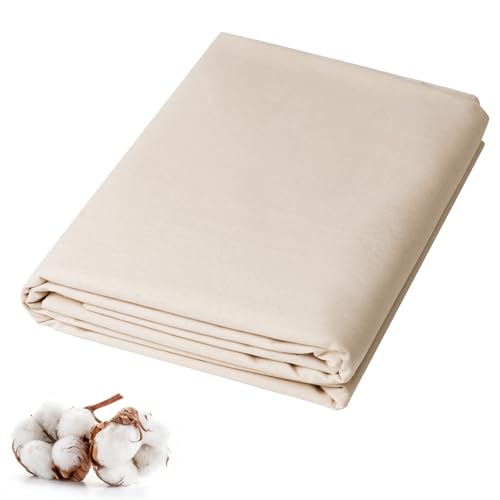 100% Cotton Muslin Fabric, 60 Inch Unbleached Muslin Linen Fabric by The Yard for Sewing Embroidery,...