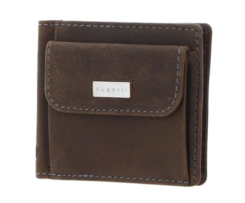 Cartera de piel bugatti Hunter RFID Dollarclip con logo de metal