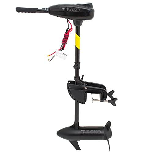 Motor Fueraborda Eléctrico en Espejo de Popa, 12 V25kg Empuje, Motor de Barco Inflable Pesca, Kayak, Agua Dulce y Agua Salada (55LBS-624W)