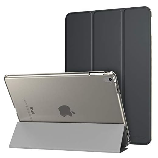 MoKo Smalt lätt fodral för iPad Pro 9,7 tum med stativfunktion och genomskinligt satinbakskydd för Apple iPad Pro 9,7 tum – grå