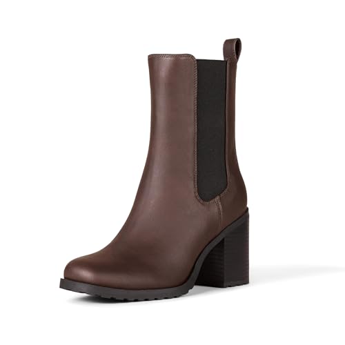Amazon Essentials Bota Chelsea con Tacón de Media Caña Mujer, Marrón Oscuro, 38 EU