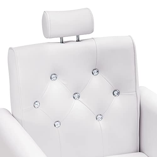 Barberpub Classic Recliner Barber Chair Antique Hair Spa Salon Styling Beauty Equipment 3123 (White) #TOP1