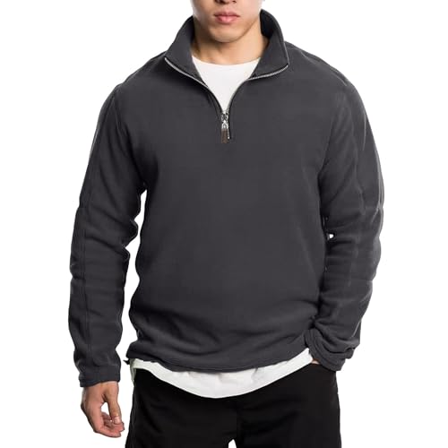 Sweatshirts for Men Slim Fit Oversized Winter Fleece Sweaters Long Sleeve Stand Collar Casual Quarter Zip Pullover3