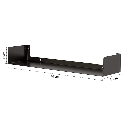 Image of Livzing 24-Inches Heavy Metal Book Shelf for Home, U Shape Wall Mount Shelf, Floating Books Rack, CD DVD Storage Display Racks, Multipurpose Wall Mounted Bookcase -(Set of 2,Black)