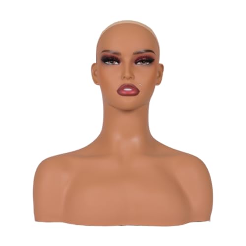 Cabeza de maniquí femenina con hombros ideal para peinado de pelucas y fotos de joyería