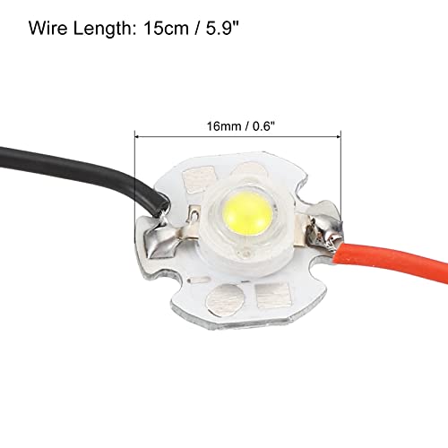 PATIKIL 0.6" LED Chip Bulb, 5 Pack 350mA 1W COB Light Beads Light Copper Bracket with Wire for DIY Lighting Fixtures White 6000-6500K - Image 2
