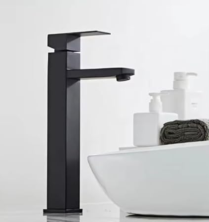 FLOWLET Wash Basin Taps | Stainless Steel tap for wash Basin,Single Lever Pillar tap for wash Basin | Hot & Cold Single Lever Faucet - 12 Inch Height (Black Matt)