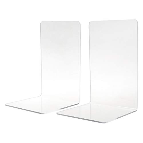 2 sujetalibros de acrílico transparente en forma de L, organizador de...