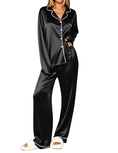 Women's Satin Long Sleeve Button Down Pjs - image 1