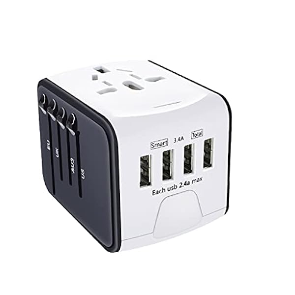 Adattatore di viaggio universale Adattatore di viaggio universale, adattatore di alimentazione internazionale all-in-one con 4 USB, caricabatterie da viaggio adattatore per adattatore europeo Adattato