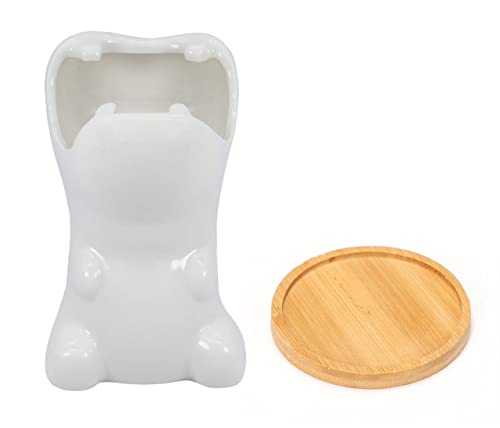 Gemseek Cute Hippo Succulent Planter Pot With Bamboo Drainage Tray, White Ceramic Cactus/Flower Container, Animal Bonsai Holder For Indoor Plants #TOP3