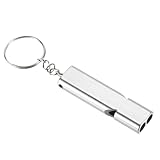 緊急ホイッスル ライフガード 安全ホイッスル キーチェーン付き アウトドア キャンプ ハイキング ボート バックパッキング 釣り カヤック レスキュー シグナリング 大音量 サバイバルホイッスル シルバー 1個パック