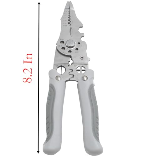 21 In 1 Wire Stripper, 8.2 Inch High Carbon Steel Multi Function Wire Stripping Tool for Electrical Wire Cutter and Wire Crimper (silver, 21 in 1)
