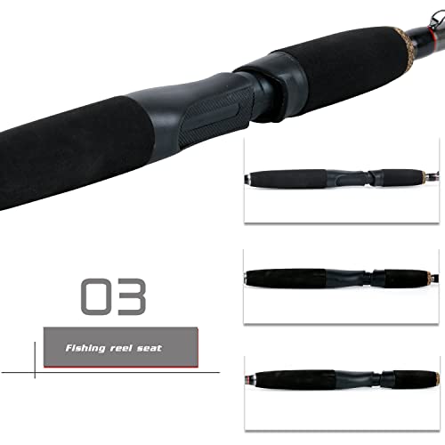 Image of Sougayilang 2PC Fishing Rod Spinning Rod-168cm-Black