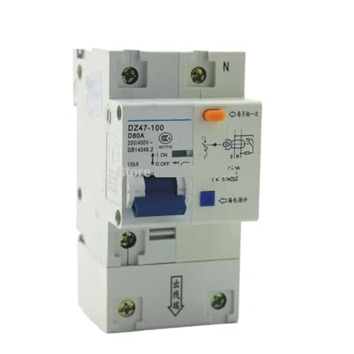 Disjoncteur de courant DZ47LE 1P+N 80A courbe D protection surintensité RCBO