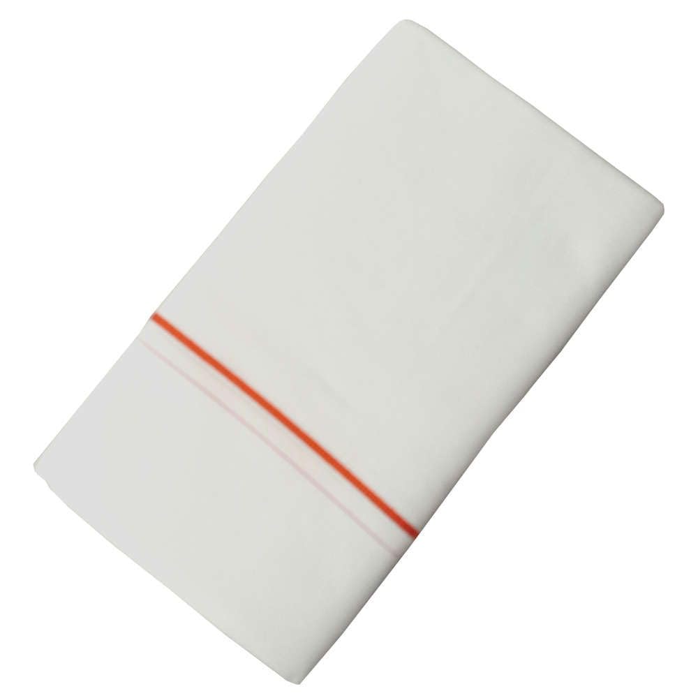 kitex SMARTLINE WHITE SINGLE DHOTI NARROW BORDER - ORANGE COLOUR-picture-12