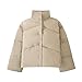 ARCTHLEX Women's Short Down Jacket Cropped Winter Coat Button Lightweight Puffer Jacket Without Hood for Winter Warm Cozy Khaki