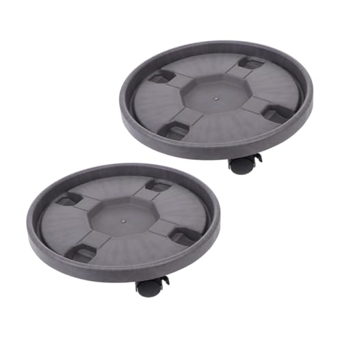 Gadpiparty 2 Pezzi Supporto per Vasi con Ruote Bloccare Sicurezza Piastra Rotonda in Plastica Spessa per Piante Grandi Carrello Portafiori Mobile per Uso Interno ed Esterno