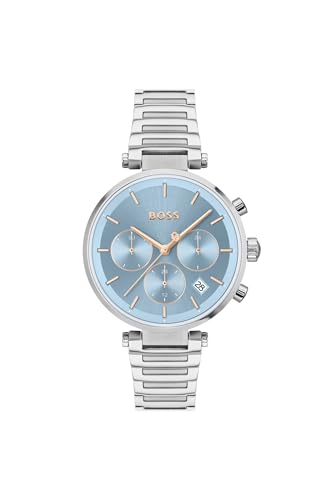 Image of BOSS Majesty Sport Qtz Multifunction Blue Round Dial Women's Watch|Stainless Steel Material|Silver Color Band - 1502773