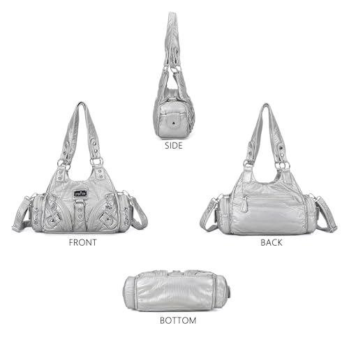 Image of Angel Kiss Purses for Women Small Hobo Shoulder Bags Vagen Leather Multi-Pocket Tote Bag with Zipper
