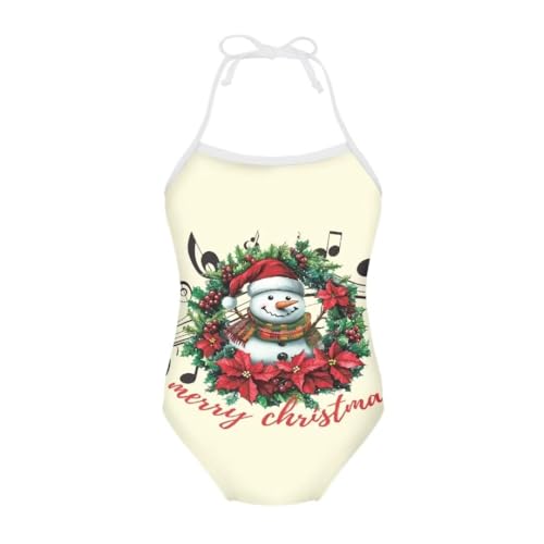 Image of Christmas Girls One-Piece Swimsuits Beach Halter Swimwear Bathing Suit for 3-10 Years