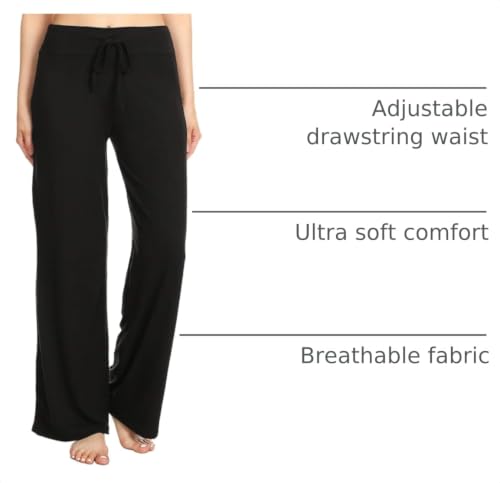 Image of Leggings Depot Women's Wide Leg Drawstring Pajama Pants for Lounge, Sleep