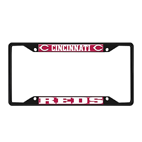 Fan Mats 31302: Cincinnati Reds Metal License Plate Frame Black Finish