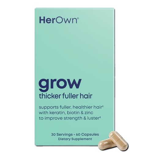 her own Grow Capsules, Keratin Hair Growth Support, Skin & Nails, Biotin and Collagen Supplement, Hyaluronic Acid, 60 Capsules
