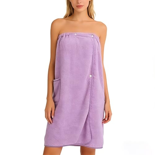 VIBINHO Serviette de Bain Femme Robe de Bain Éponge Super Absorbante en Microfibre Douce, 80x140 cm, Violet, pour Sauna, Spa, Piscine, Plage