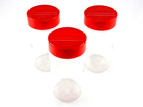 Skyway Supreme 12 OZ Clear Plastic Spice Bottles Seasoning Containers Jars - Set of 3 - Flap Cap with Pour and Sifter Spice Shaker - Durable Refillable Perfect For Herbs Spices and Rubs - BPA Free