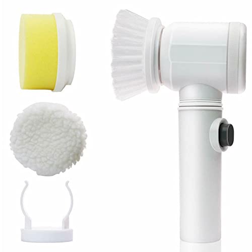Épurateur à Rotation électrique, Brosse de Baignoire à Main, Outil de Nettoyage d'évier de Salle de Bain de Cuisine avec 3 têtes de Brosse de Nettoyage interchangeables, Rechargeable par USB Cover