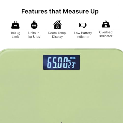 Image of Cult Active body Weighing scale, LCD display, Weight Machine, 180 Kg, Batteries included, Tempered Glass Platform, Ideal for Home Use, Yellow.